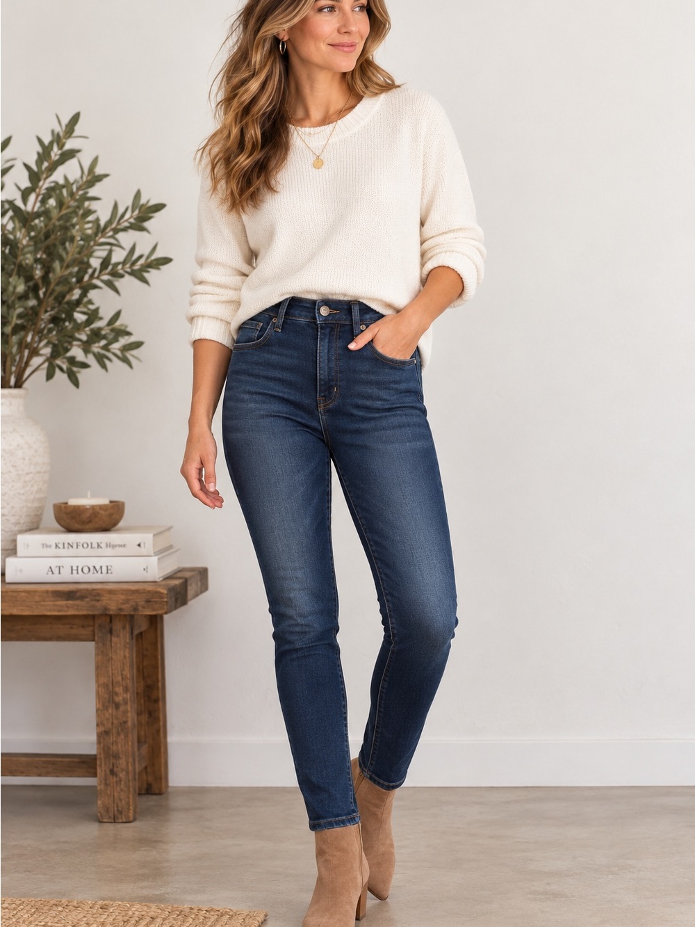 Good American Good Legs Skinny Jeans 2/26 Dark Wash High Rise Stretch Denim